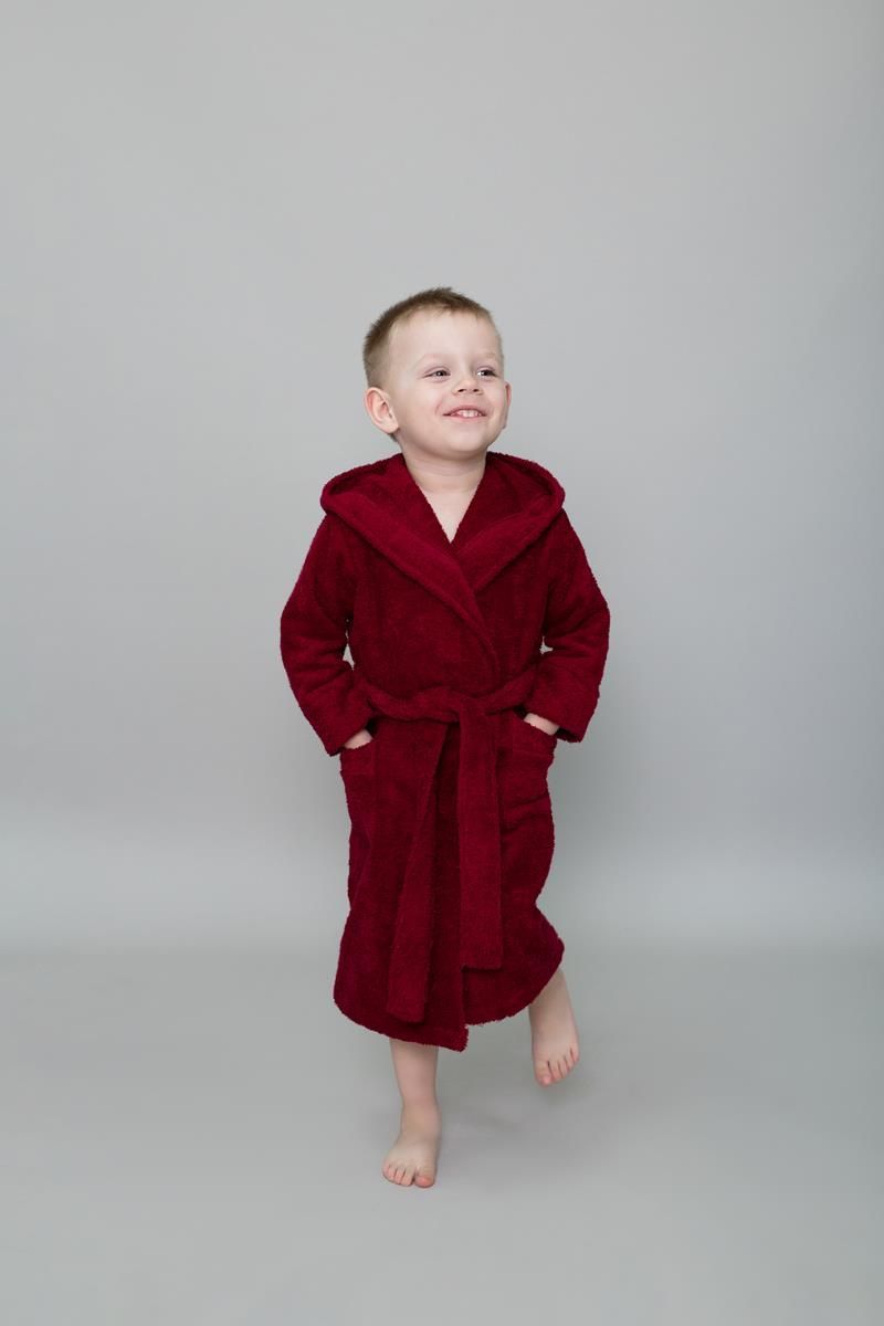 снимок Халат махровый детский с капюшоном бордовый от магазина BIO-TEXTILES ОПТ