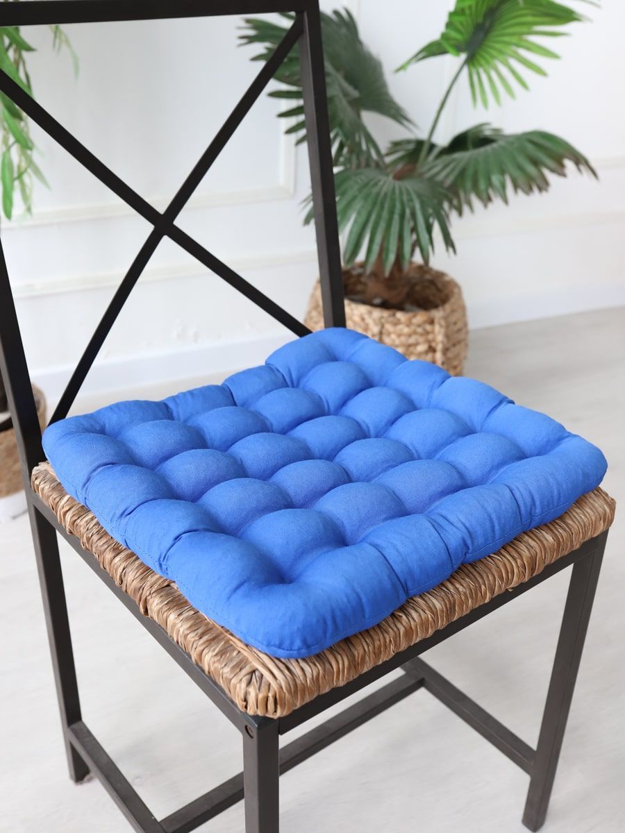 снимок Био-подушка на стул с лузгой гречихи синяя от магазина BIO-TEXTILES ОПТ