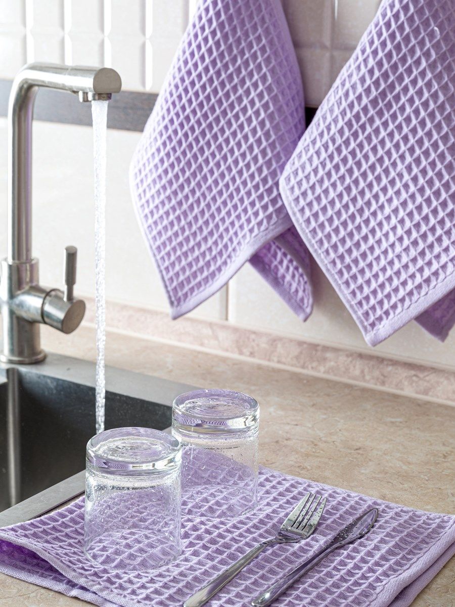 снимок Набор вафельных полотенец 3 шт (30*60) сиреневые от магазина BIO-TEXTILES ОПТ