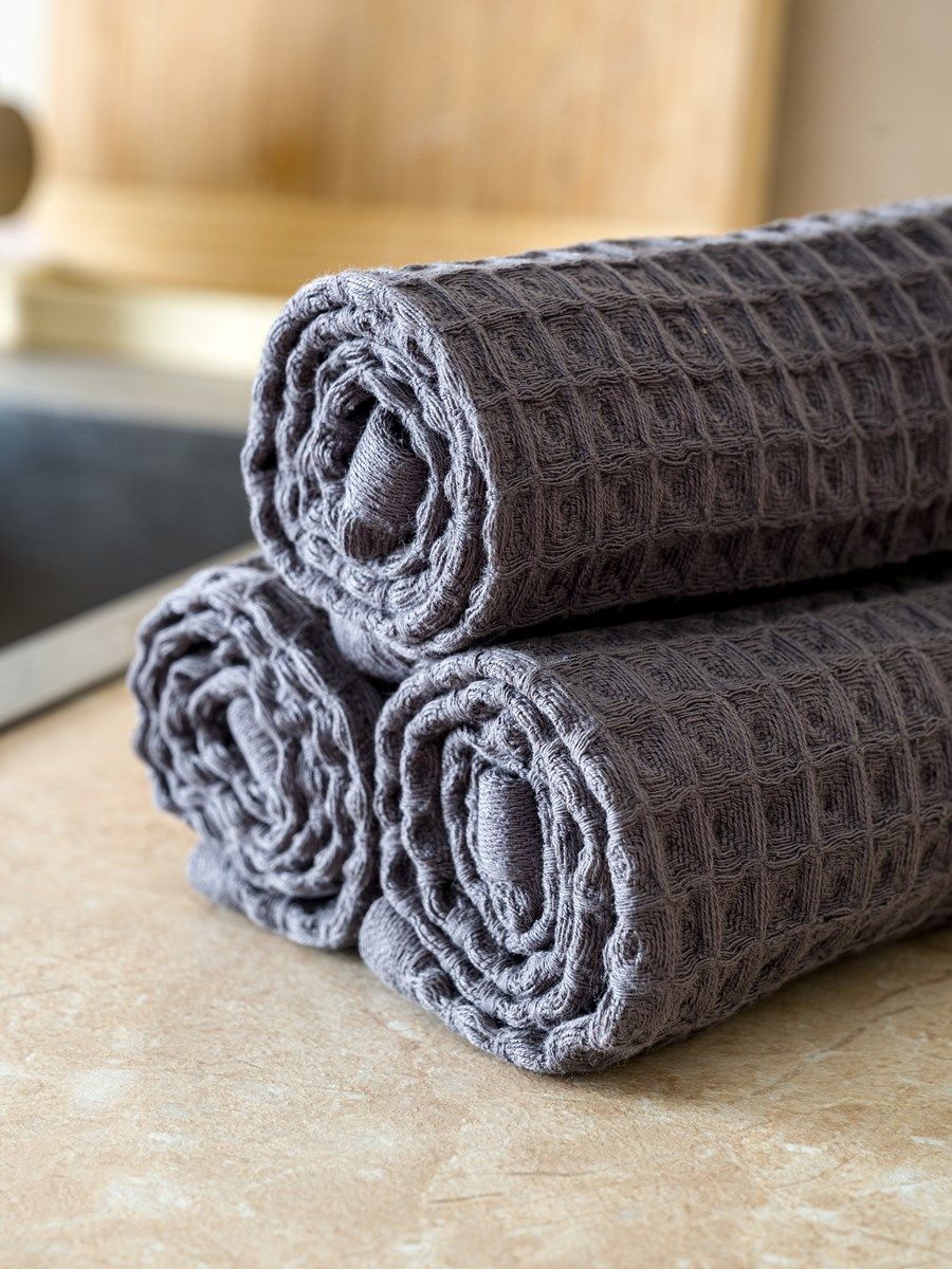 снимок Набор вафельных полотенец 3 шт (30*60) темно-серые от магазина BIO-TEXTILES ОПТ