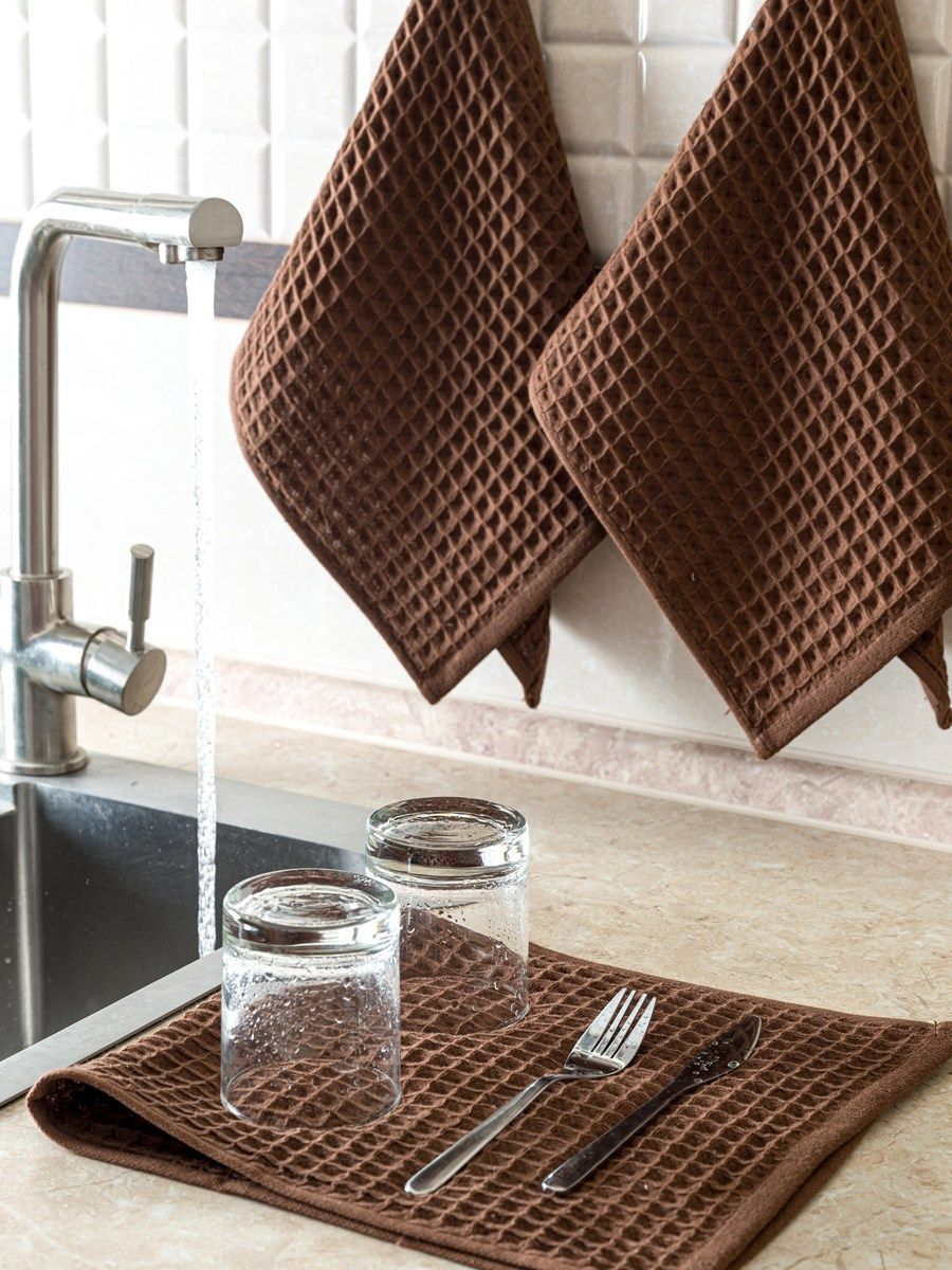снимок Набор вафельных полотенец 3 шт (30*60) шоколадные от магазина BIO-TEXTILES ОПТ