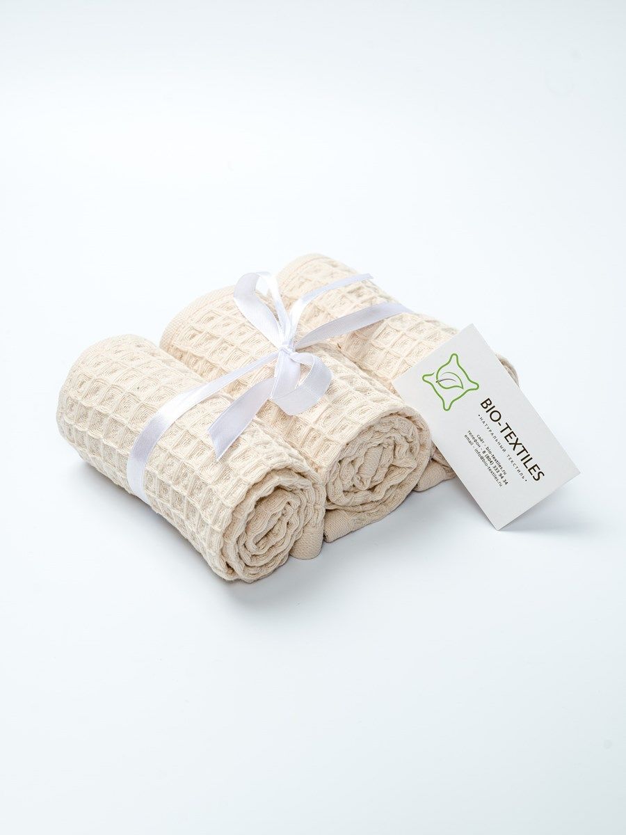 снимок Набор вафельных полотенец 3 шт (30*60) бежевые от магазина BIO-TEXTILES ОПТ