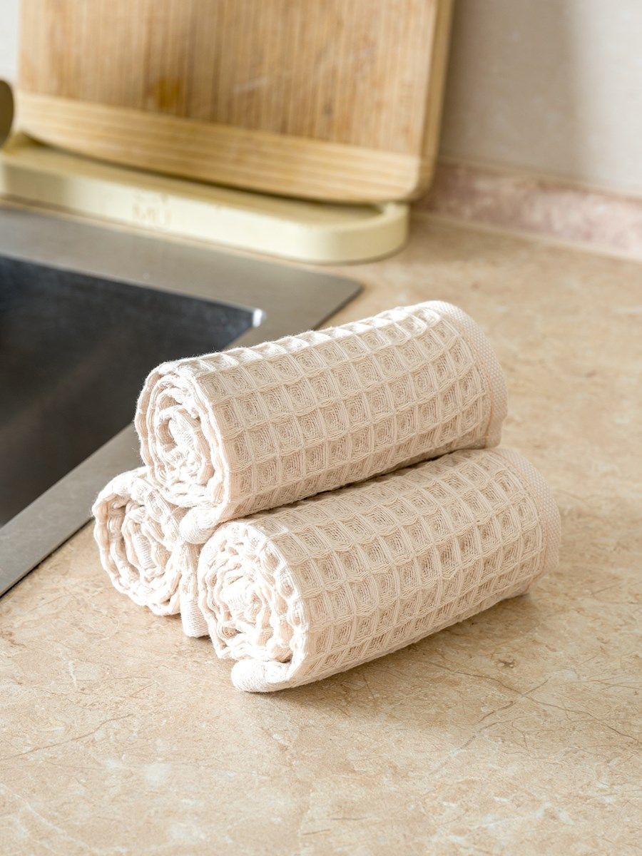 снимок Набор вафельных полотенец 3 шт (30*60) бежевые от магазина BIO-TEXTILES ОПТ