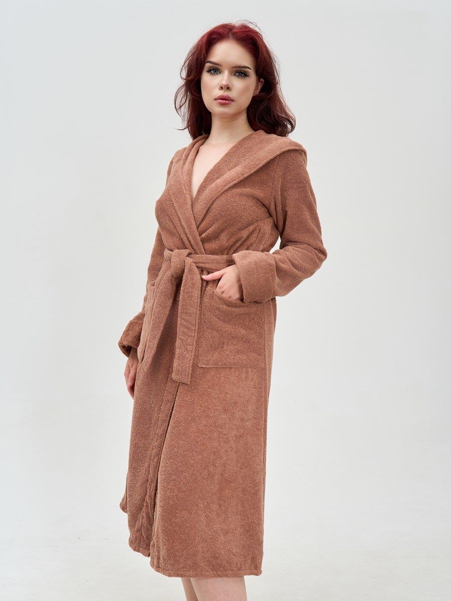 снимок Халат махровый женский с капюшоном мокко от магазина BIO-TEXTILES ОПТ