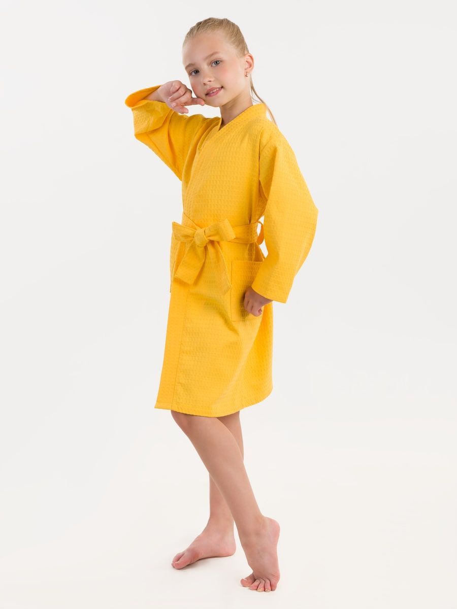 снимок Халат вафельный детский жёлтый от магазина BIO-TEXTILES ОПТ