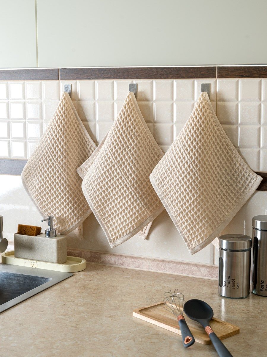 снимок Набор вафельных полотенец 3 шт (30*60) бежевые от магазина BIO-TEXTILES ОПТ