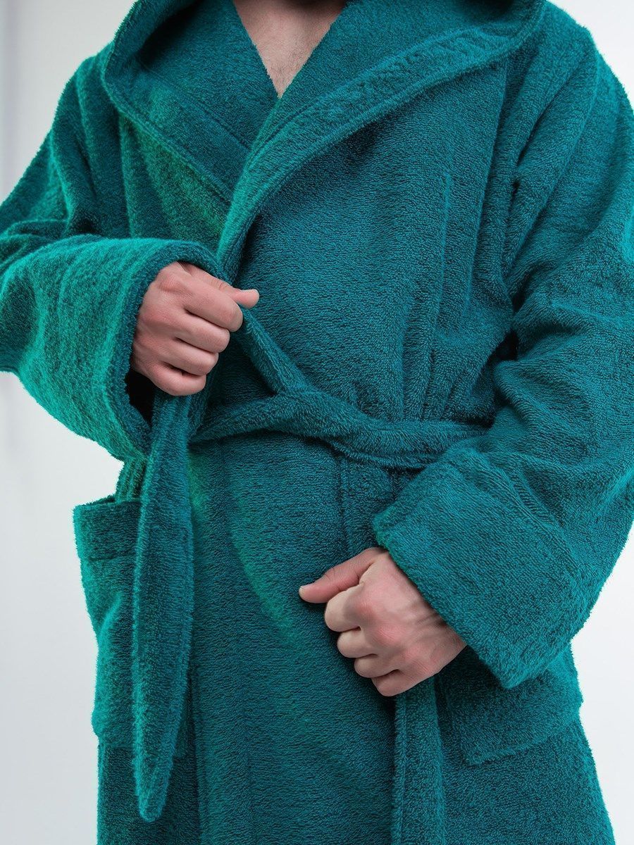 снимок Халат махровый с капюшоном, изумруд от магазина BIO-TEXTILES ОПТ